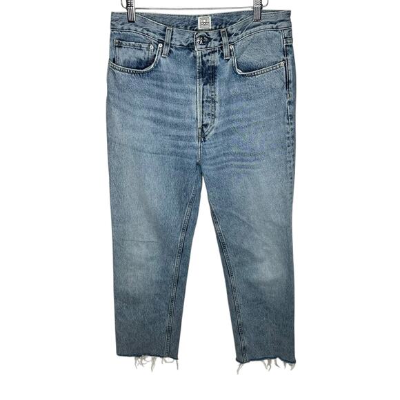 TOTEME Classic Cut Denim Light Wash Ankle Frayed Denim Jeans Women's Size 28 - Picture 2 of 14